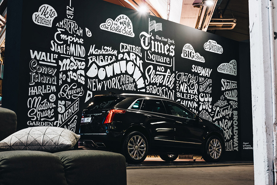Cadillac Mural Typographic Illustration